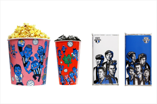 V-리그 현대캐피탈은 연고지 기업인 아라리오와 함께 선수단 캐릭터를 활용한 팝콘과 음료컵을 제작해 사용한다. 선수 일러스트가 들어간 초콜릿도 판매될 예정이다.(사진=현대캐피탈 스카이워커스 제공)
