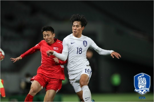 진성욱의 빠른 발은 답답했던 '신태용호'의 공격을 해소하는 가능성을 제시했다.(사진=대한축구협회 제공)