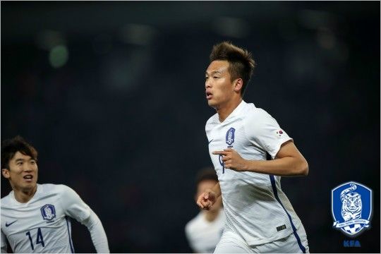 78번째 한일전을 앞두고 일본이 가장 경계했던 공격수 김신욱은 멀티골을 꽂아 넣으며 시원한 대승을 이끌었다.(사진=대한축구협회 제공)