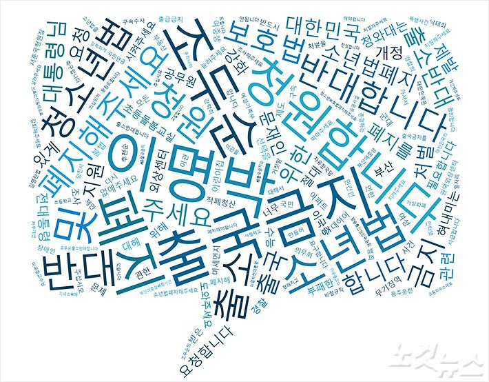 2017년 8월 19일부터 2017년 12워 28일까지 '국민 청원 및 제안'에 등록된 7만 2485개 글의 제목을 분석한 워드클라우드 (사진=Texedo)