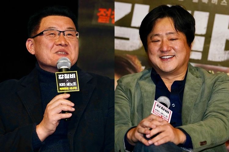 '강철비' 양우석 감독과 배우 곽도원이 관객 질문에 답하고 있다. (사진=전국언론노동조합 KBS본부 제공)