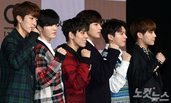 보이그룹 인피니트가 8일 오후 서울 용산구 블루스퀘어 아이마켓홀에서 열린 정규 3집 앨범 'TOP SEED' 쇼케이스에 참석해 포즈를 취하고 있다. (사진=이한형 기자)