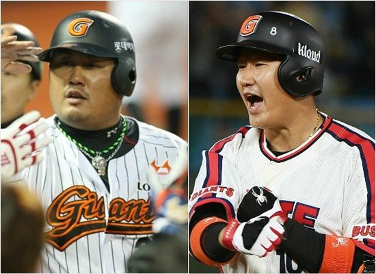 '우리 또 헤어지나' 2001년 롯데 입단 동기인 최준석(왼쪽)과 이대호는 2005년 이후 12년 만에 지난해 친정팀에서 재회했지만 결국 다시 이별을 눈앞에 두고 있다.(자료사진=롯데)