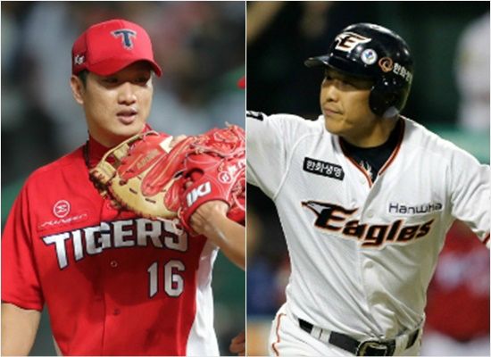 '차이는 뭘까' KIA 김주찬(왼쪽)은 두 번째 FA 계약에서 2+1년 총액 27억 원의 중박 이상을 터뜨린 반면 1살 어린 정근우는 한화와 협상에 난항을 겪고 있다.(자료사진=KIA, 한화)