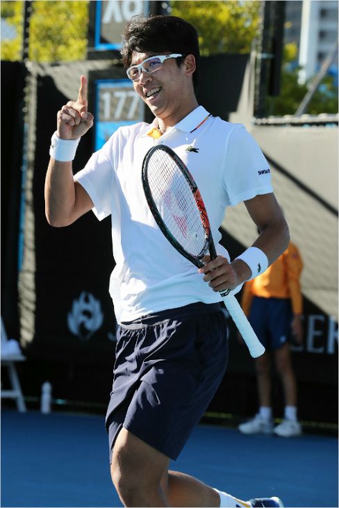 호주오픈에서 단복식에서 모두 2연승의 상승세를 달리고 있는 한국 테니스 간판 정현.(멜버른=대한테니스협회)