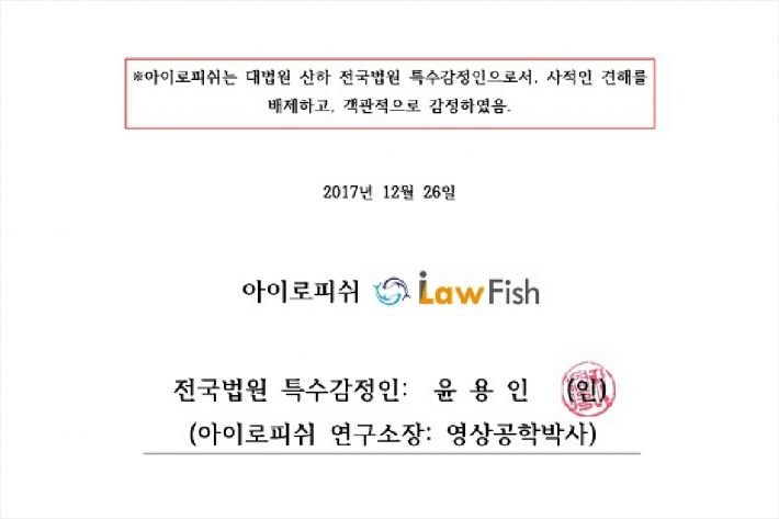 빨간 박스 속 윤용인 박사의 영상감정서 말미에 적힌 문구. (사진=자료사진)