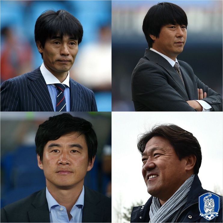 국가대표감독선임위원회의 선임 소위원회 위원을 맡은 최진철 한국프로축구연맹 경기위원장(왼쪽 위부터 시계방향), 노상래 전 전남 감독, 정재권 한양대 감독, 박건하 전 이랜드 감독. (사진=대한축구협회 제공)