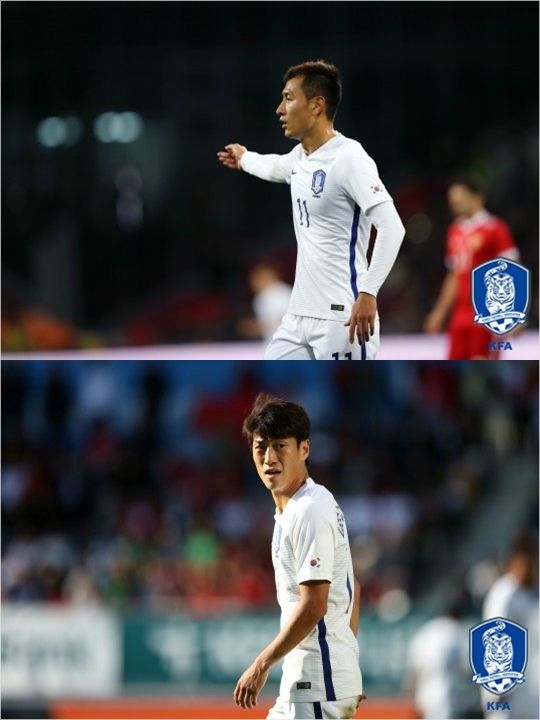 지동원(위)과 이청용. (사진=대한축구협회 제공)