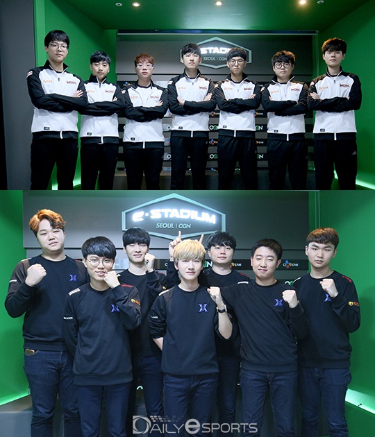 나란히 5연승을 달리고 있는 kt 롤스터(위)와 킹존 드래곤X가 정면 대결을 펼친다.