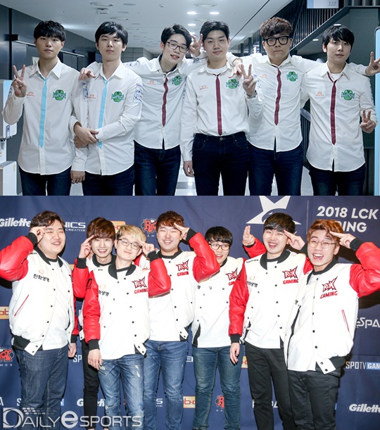 5위 자리를 놓고 맞대결을 펼치는 진에어 그린윙스(위)와 락스 타이거즈.