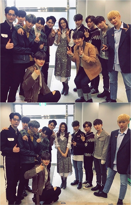김주희 아나운서, 워너원과 화기애애한 녹화 인증샷 '눈길'