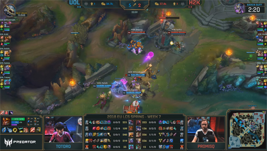 대포 미니언이 포탑을 공격하는 장면.(사진=LCS 중계 캡처)