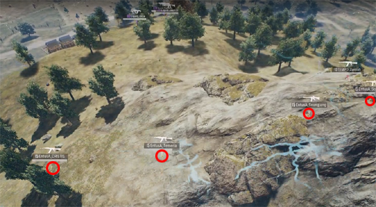 최종 교전을 앞두고 4인이 흩어져 전진하는 OGN 엔투스의 모습.(사진=스타시리즈 아이리그 중계 캡처)