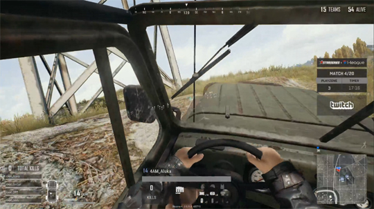 차량 탑승 시 시야가 더욱 좁아진다.(사진=스타시리즈 아이리그 중계 캡처)