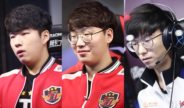 신인왕 후보에 올라도 손색이 없는 SK텔레콤 T1 '트할' 박권혁, '블라썸' 박범찬, kt 롤스터 '유칼' 손우현(왼쪽부터).