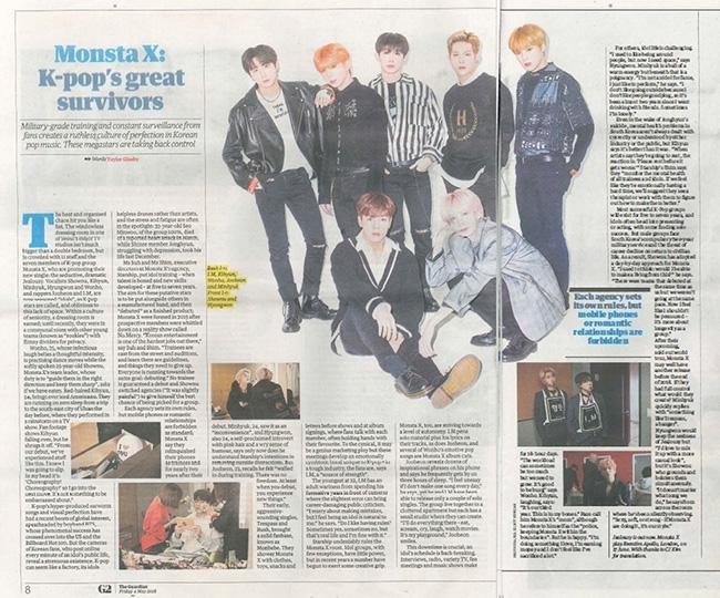 몬스타엑스, 英 유명 일간지 가디언 집중조명