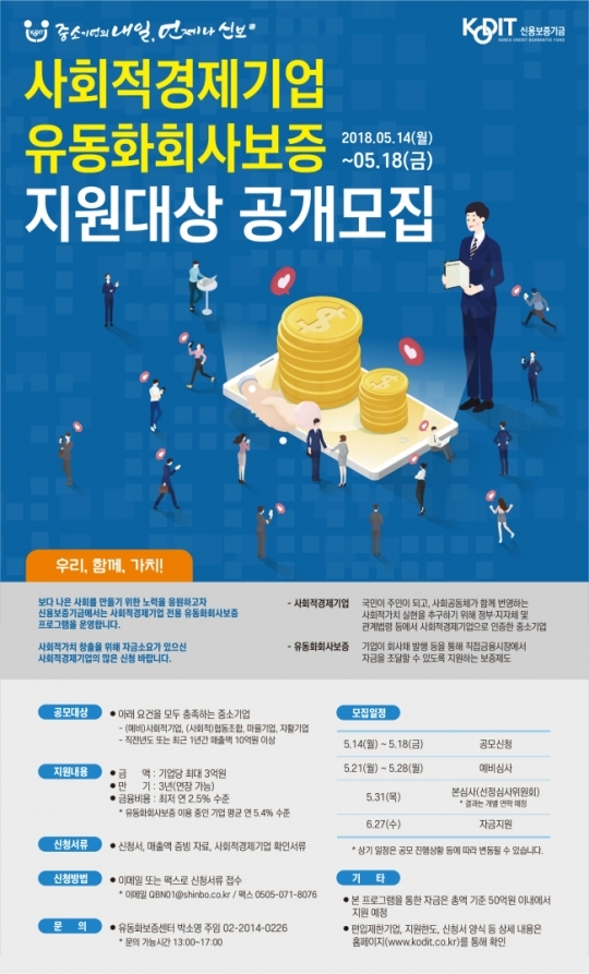 신보, 사회적경제기업 유동화보증 공모
