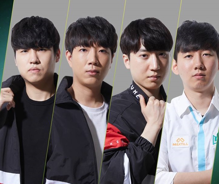 GSL 2018 시즌2 코드S 16강 B조에서 대결을 펼칠 어윤수, 백동준, 이신형, 이병렬(왼쪽부터, 사진=아프리카TV 페이스북 발췌).