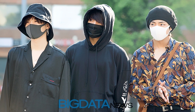 방탄소년단 슈가-정국-뷔, 뮤직뱅크 출근길 현장