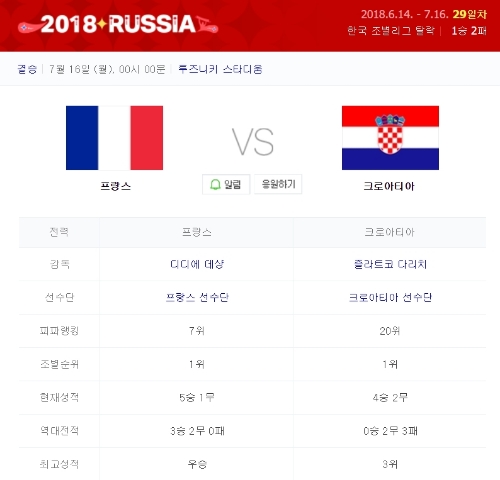 ⓒ '2018 러시아 월드컵' 결승 포털 화면