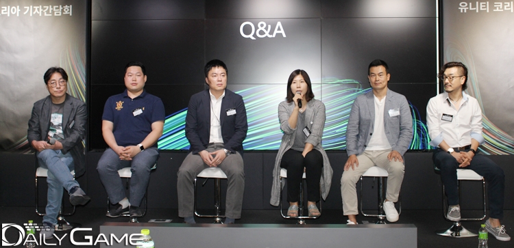 김원경 유티니 코리아 마케팅 이사, 백정상 구글 클라우드 엔지니어, 장혜덕 구글 클라우드 한국 총괄, 김인숙 유니티 코리아 대표, 송민석 유니티 코리아 세일즈 본부장, 오지현 유니티 코리아 리드 에반젤리스트(좌측부터)