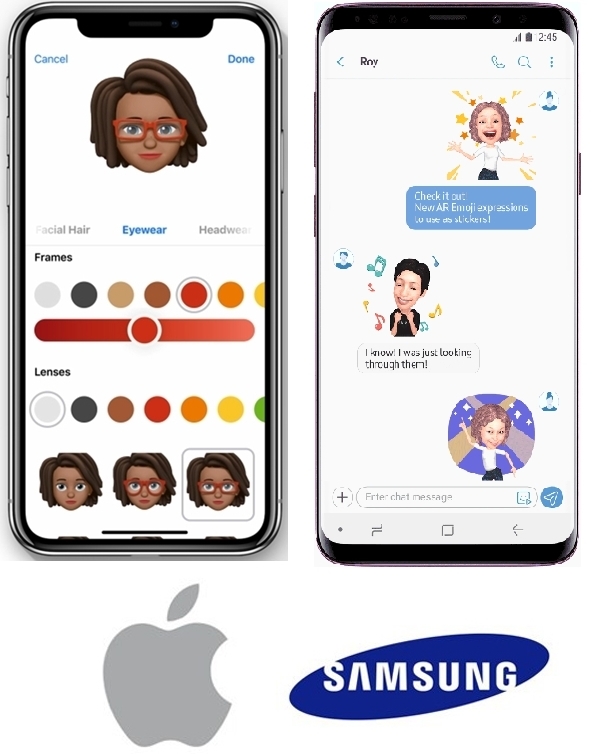 애플이 선보인 '미모지(Memoji)'와 삼성전자의 'AR이모지(AR Emoji)'