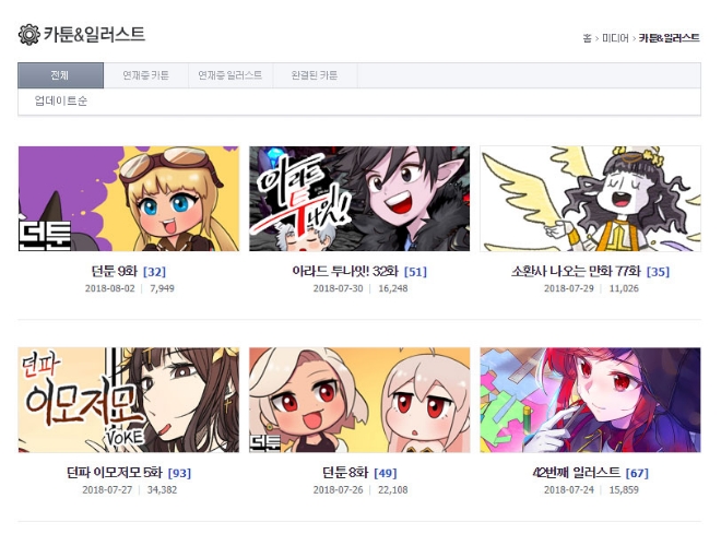 카툰&일러스트 코너에서 연재가 진행되고 있다.