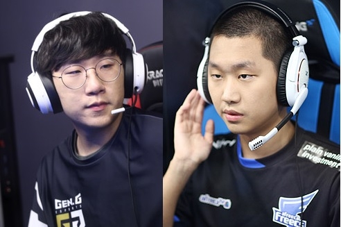 원거리 딜러의 정석인 젠지의 '룰러' 박재혁(왼쪽)과 비원딜 흐름을 지키고 있는 아프리카 '에이밍' 김하람.