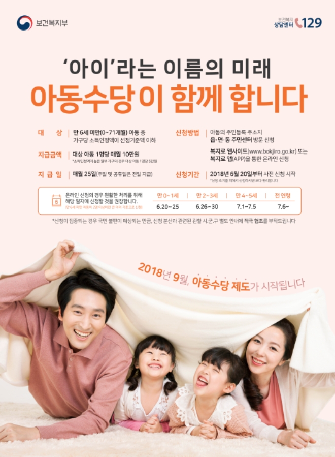 거창군, 오는 21일 아동수당 첫 지급 (사진=보건복지부)