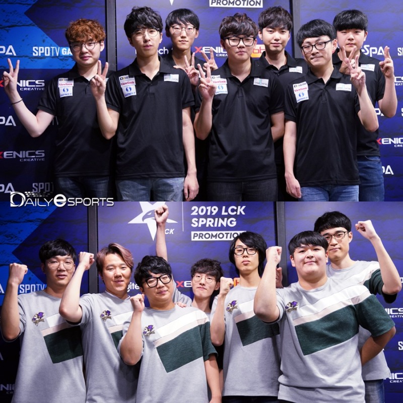 챌린저스 출신인 담원 게이밍(위)과 배틀 코믹스가 2019년 LCK 스프링에 나란히 진출했다.