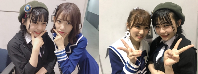 일본 걸그룹 HKT48의 무라카와 비비안과 아이즈원의 미야와키 사쿠라, 야부키 나코