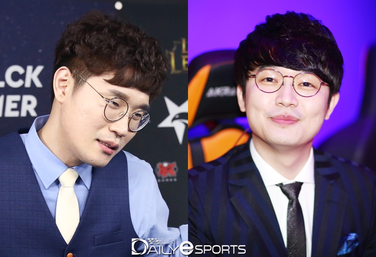 이현우 해설 위원(왼쪽)과 고인규 해설 위원이 롤드컵 조별 분석에 나섰다.