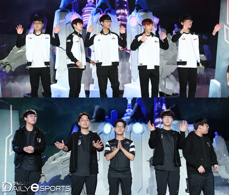 2연승을 달린 kt 롤스터(위)와 2패 뒤 1승을 거둔 젠지 e스포츠.