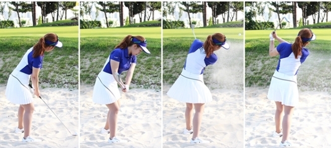 이주연 프로의 벙커 스윙.