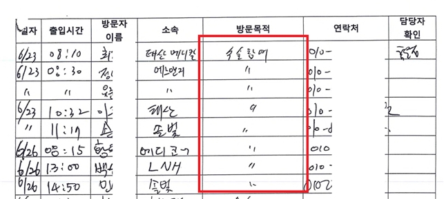 ‘시술’, ‘수술’, ‘수술참여’ 등 수술에 관여했다고 볼 수 있는 수술실 출입자대장