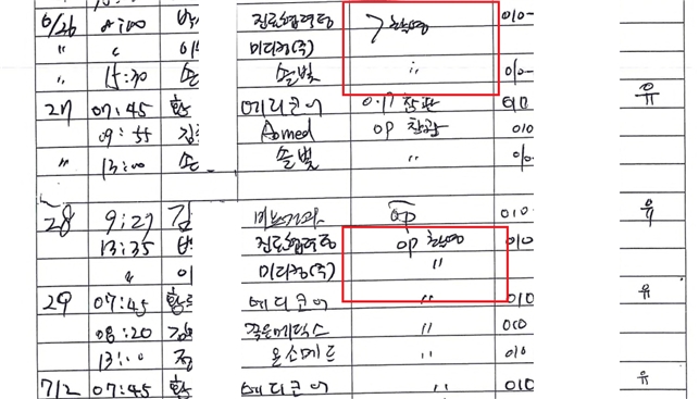 ‘시술’, ‘수술’, ‘수술참여’ 등 수술에 관여했다고 볼 수 있는 수술실 출입자대장