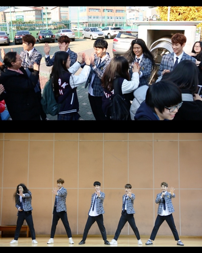 코쿤, 서프라이즈 응원…무학여고 찾아 수능 응원 ‘훈훈’