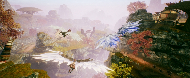 안개갈기부락을 활강하는 모습.