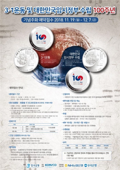 한은, '3·1운동·대한민국임시정부 수립 100주년' 기념주화 2종 실물 공개