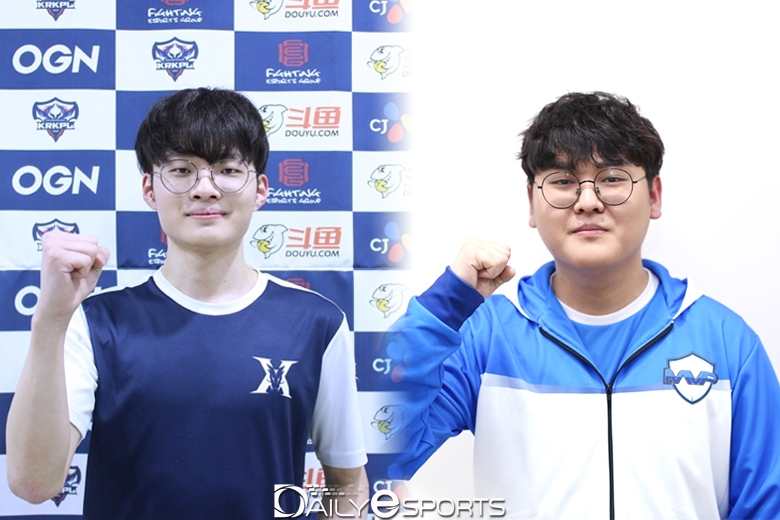 킹존 드래곤X '코어' 정용훈(왼쪽)과 MVP '노쓰' 노윤호