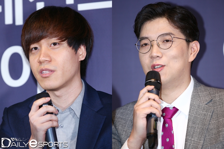 담원 게이밍 김목경 감독(왼쪽)과 샌드박스 게이밍의 유의준 감독.