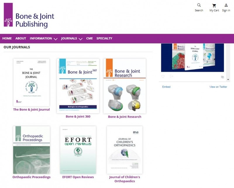 사진=Bone & Joint Research 홈페이지 저널 대표이미지 게재