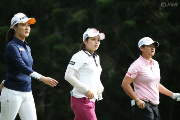 대만여자오픈 1라운드에서 오지현, 최혜진, 청야니(대만). 사진=KLPGA