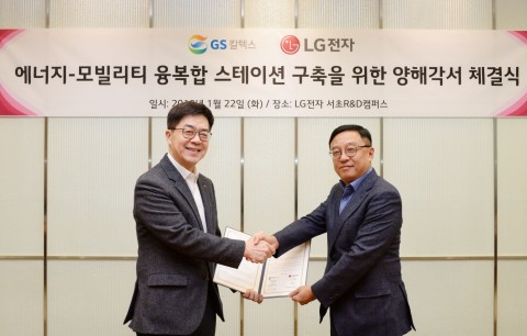 LG전자가 GS칼텍스와 에너지-모빌리티 융복합 스테이션 조성을 위한 업무협약을 체결했다
