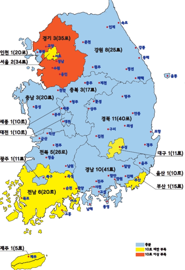 전국 화장시설 현황(59개소 350로), 자료=보건복지부