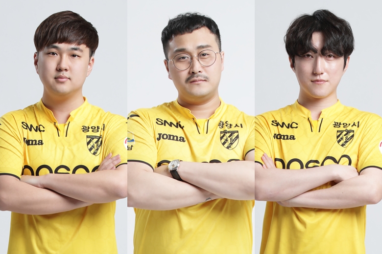 전남드래곤즈 정세현, 이호, 박준효(왼쪽부터).