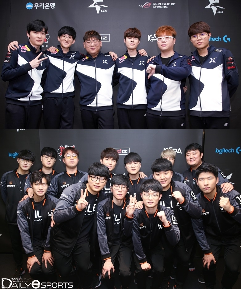 5위를 놓고 맞붙는 킹존 드래곤X(위)와 한화생명e스포츠.