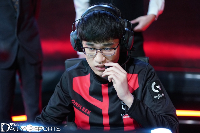 3세트 잭스로 맹활약을 펼친 샌드박스 게이밍의 정글러 '온플릭' 김장겸.