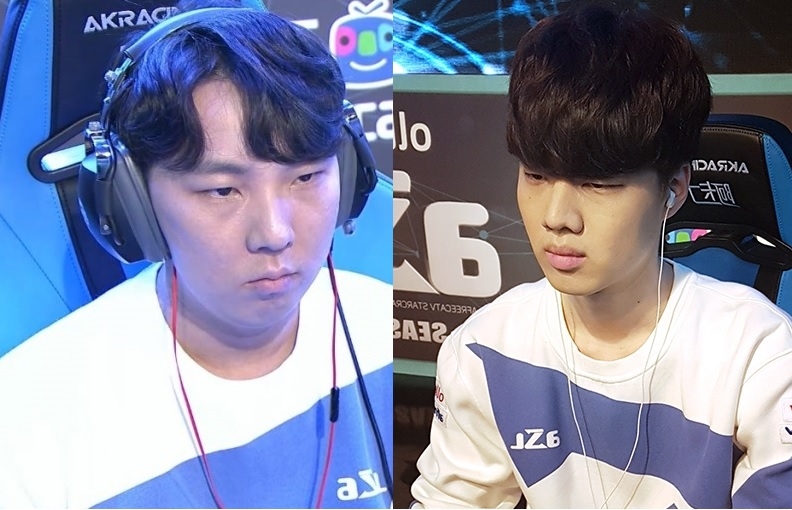 김정우(왼쪽)와 정윤종이 ASL 시즌7 3위 자리를 놓고 일합을 벌인다.