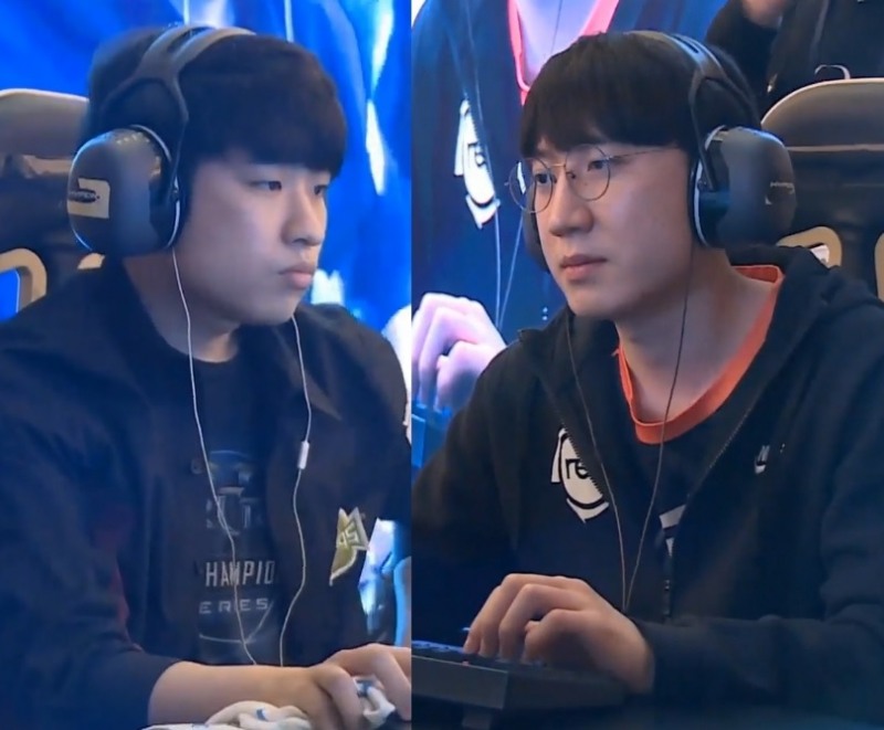 WESG 스타2 4강에서 맞대결을 펼치는 조성주(왼쪽)와 이신형(사진=WESG 중계 화면 캡처).